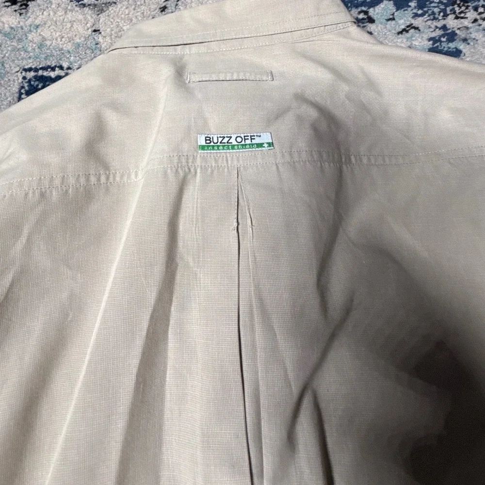 ExOfficio Buzz Off Insect Shield Fishing Safari Hiking Shirt Mens XL Beige